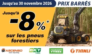 Jusqu'à -8% sur les pneus forestiers !