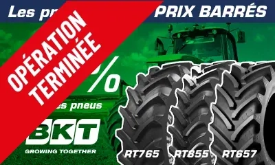 Les pneus BKT RT855, RT765 et RT657 à prix barrés