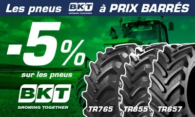 Les pneus BKT RT855, RT765 et RT657 à prix barrés