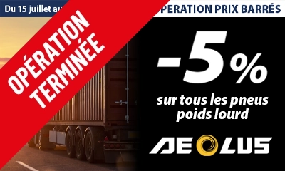 -5% sur tous les pneus poids lourd AEOLUS !