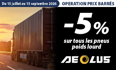 -5% sur tous les pneus poids lourd AEOLUS !