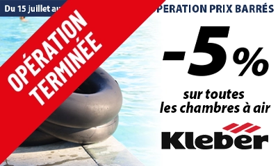 -5% sur tous les chambres à air Kleber !