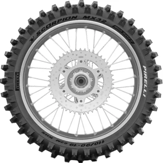 Pneu moto tout-terrain arrière PIRELLI 110/90-19 62M SCORPION MX32 MID SOFT NHS TT