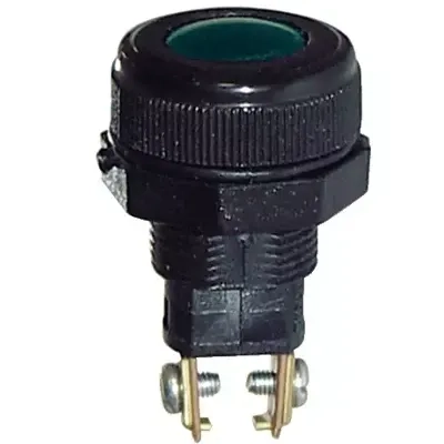 Voyant lumineux rond vert avec 2 connexions à visser - 1,2W - diamètre 18mm - ne contient PAS les ampoules