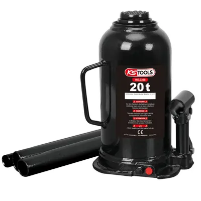 Cric bouteille hydraulique KS TOOLS - charge max 20T - avec rallonge de levier