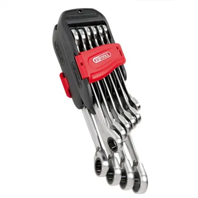 KIT 10 clés mixtes à cliquet réversible KS TOOLS modèle GEARPLUS - de 8 à 19 mm - 12 pans - sur étui portatif