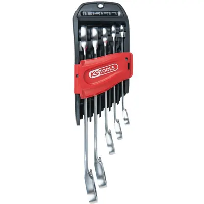 KIT 5 clés mixtes à cliquet réversible KS TOOLS modèle GEARPLUS - de 8 à 19 mm - 12 pans - sur étui portatif