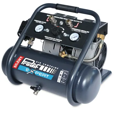 Compresseur à air silencieux PRODIF - alimentation monophasée - cuve 6L - puissance 0,75CV - air aspiré 6m3/h