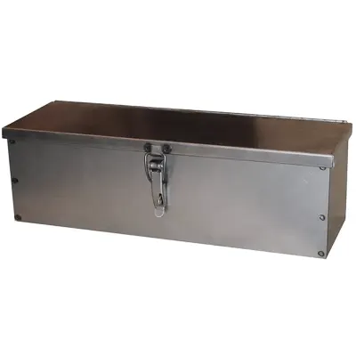 Coffre à outils cadenassable en tôle pliée soudée - 1 compartiment - L.420 x l.130 x h.130 mm