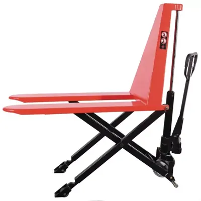 Transpalette manuel haute levée - charge max 1T - fourche L.1165 x l.540 mm - h. 85 à 800 mm