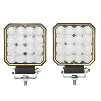 KIT 2 phares de travail carrés TECHNI-POWER - 16 LEDs 20W 1600 lumens