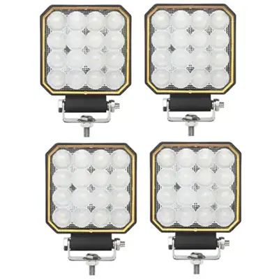 KIT 4 phares de travail carrés TECHNI-POWER - 16 LEDs 20W 1600 lumens