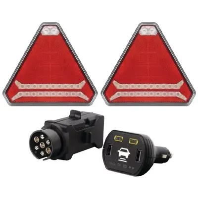 KIT feux arrière triangle TECHNI-POWER magnétique - transmetteur BUSCAN intégré - voir détail du kit en descriptif produit