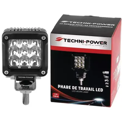 Phare de travail carré TECHNI-POWER - 9 LEDs 12W 1200 lumens