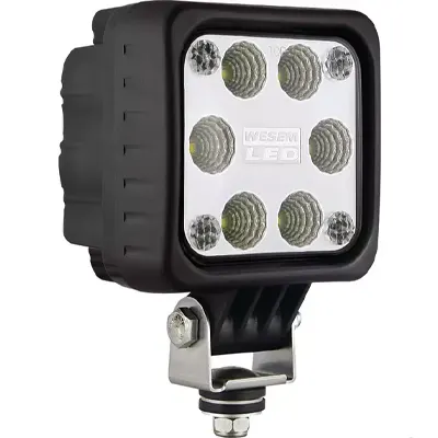 Phare de travail carré WESEM - 6 LEDs 1500 lumens - angle de diffusion 70°